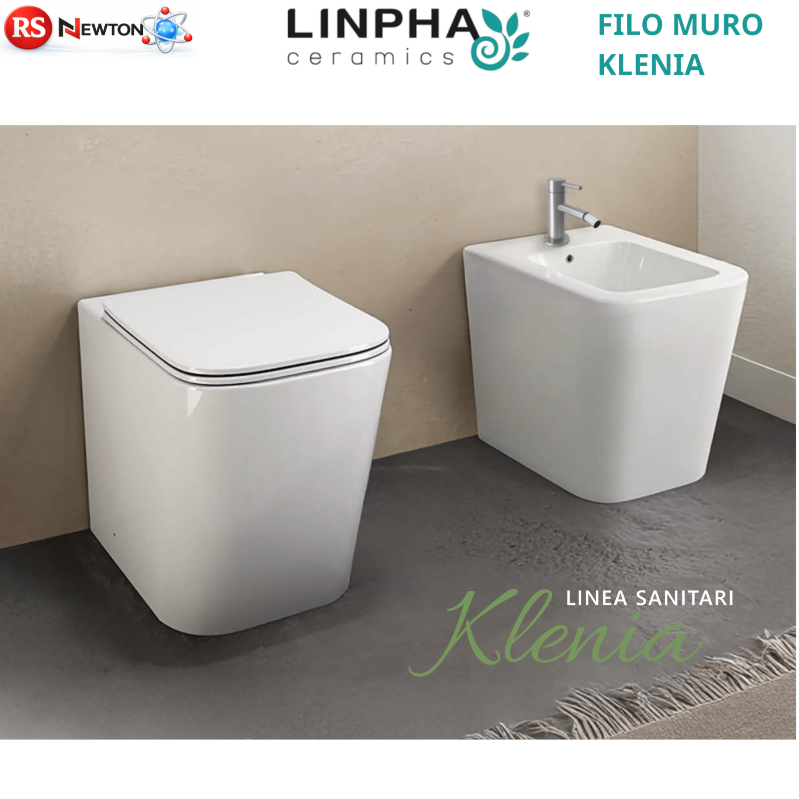 Sanitari Filo Muro Bagno Linpha KLENIA Vaso WC Bidet CopriWater Soft Moderno D.X