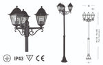 Lampione 3 Luci Lanterne CHARME Palo Telescopico H103-203cm Nero Giardino VBS