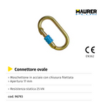 Moschettone Professionale Ovale Chiusura Filettata Acciaio a Vite EN362 25kN VBS