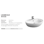 Lavabo Bagno 57cm LINPHA Klio Ceramica Sospeso Appoggio Bianco Salvaspazio D.X
