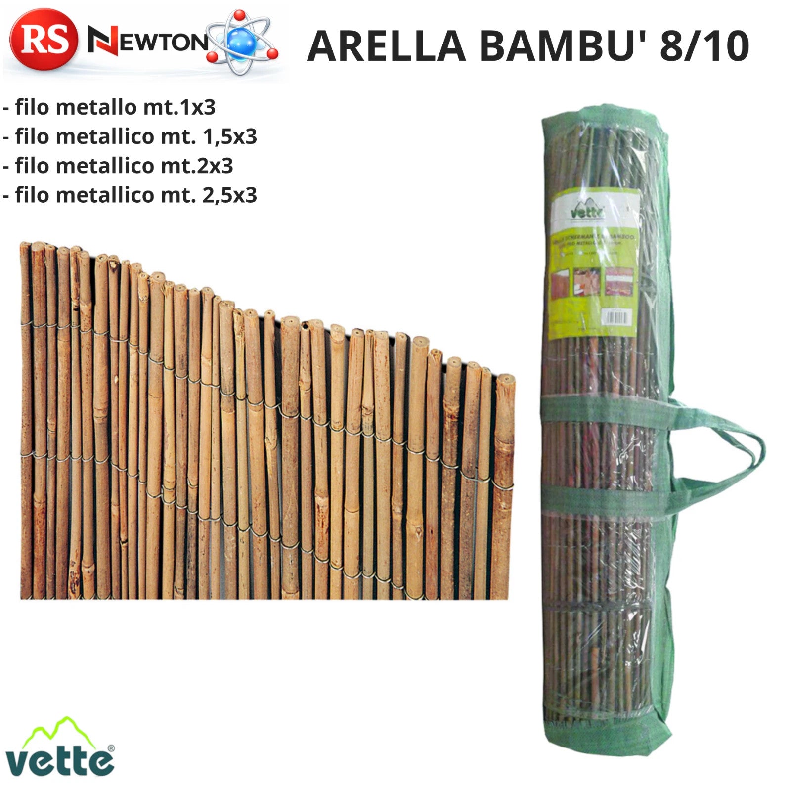 Arella Ombreggiante Bambu Canniccio Arelle Canne Bamboo Filo Metallico 8/10 G.F