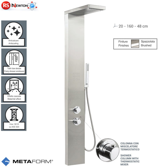 Pannello Doccia Con Miscelatore Termostatico PLUS in Acciaio INOX ASISI 304 D.X
