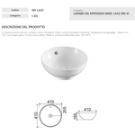 Lavabo Appoggio Bianco Ø41cm LINPHA in Ceramica con Troppo Pieno Moderno D.X