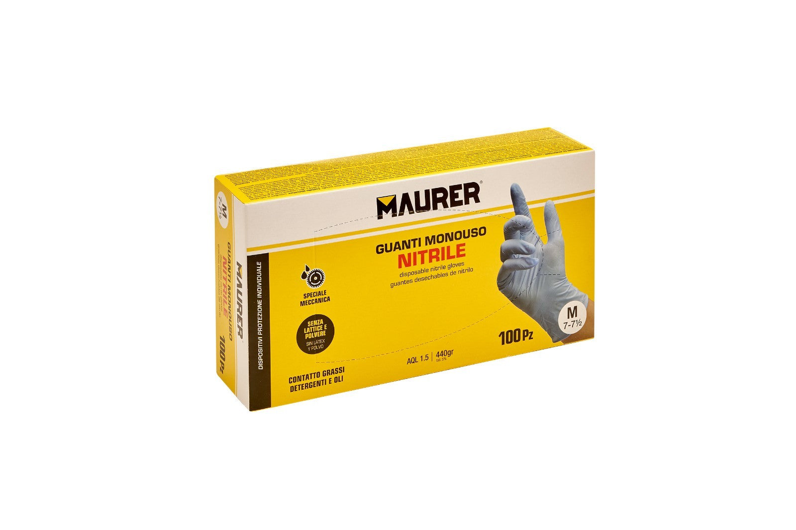 Guanti Nitrile Blu Monouso 100pz Anallergici Oli e Grassi Meccanica CAT III VBS