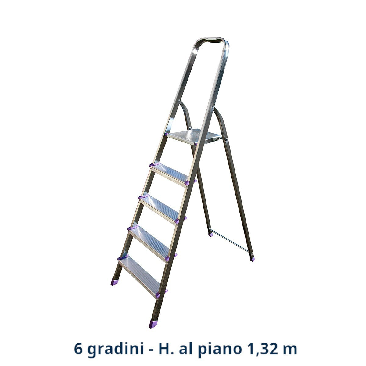 Scala Alluminio TETI 3 4 5 6 7 Gradini Domestica Antiscivolo Leggera 120Kg D.X