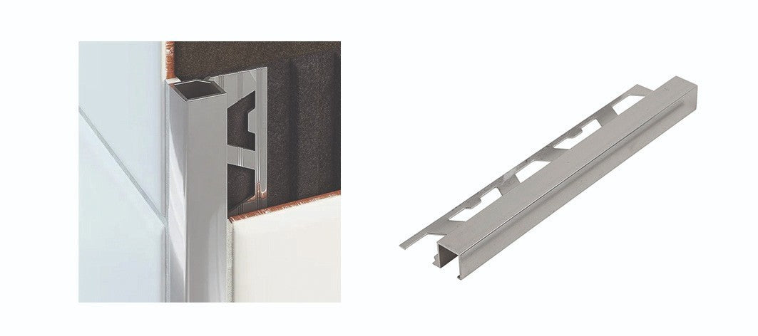 Profilo Alluminio QUADRO Per Piastrelle Barra Paraspigolo Angolo 12,5m VBS