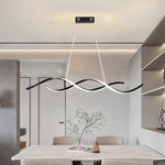 Lampadario LED Moderno Bianco Nero 54W Dimmerabile Telecomando 3 Luci 100cm V.L