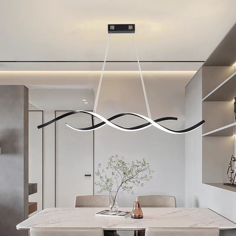 Lampadario LED Moderno Bianco Nero 54W Dimmerabile Telecomando 3 Luci 100cm V.L