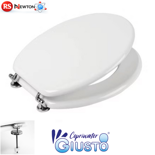 Sedile WC Universale in Legno MDF CopriWater Cerniere Acciaio Regolabili D.X