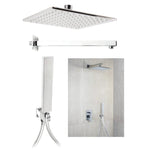 Set Doccia Completo Soffione Doccino Quadrato INOX 304 Nero Cromo Satinato D.X
