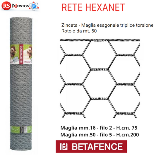 RETE ZINCATA Maglia Esagonale 50 Metri Recinzione Animali Tripla Torsione VBS