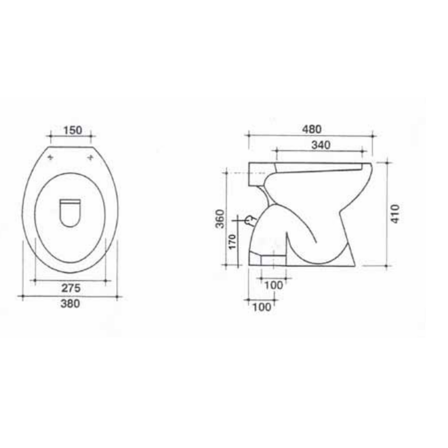 Vaso WC Doppio Scarico Bianco in Ceramica Ventilato Sanitari Bagno a Terra D.X