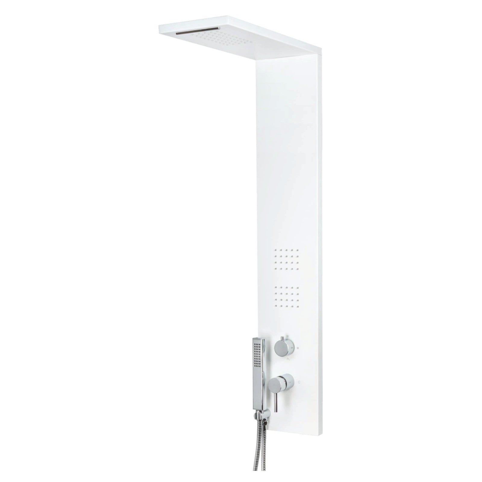 Pannello Colonna Doccia Anticalcare 4 Funzioni Effetto Cascata in Alluminio D.X