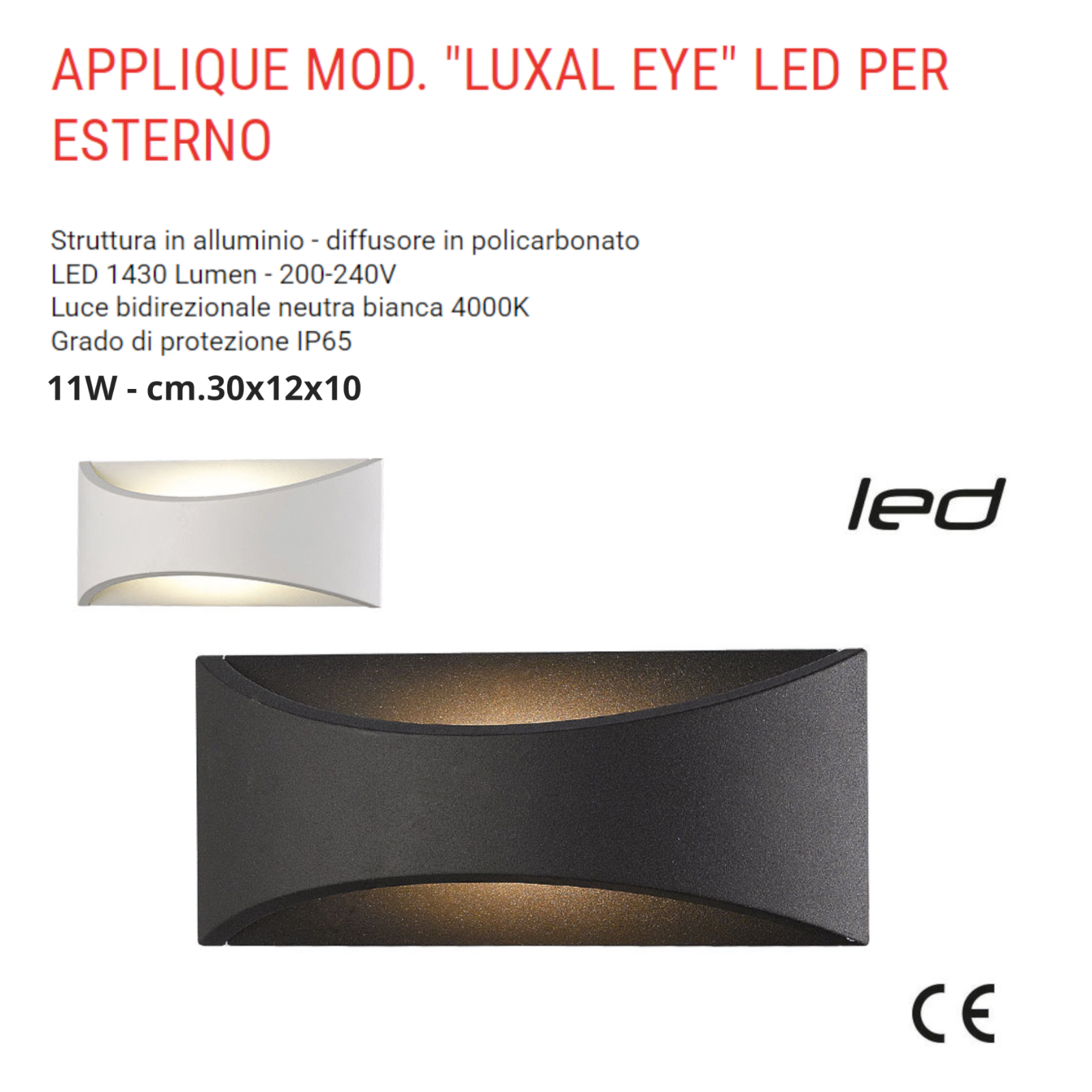 Plafoniera Led Esterno Faretto Luce a Parete Muro Lampada Applique Moderno VBS