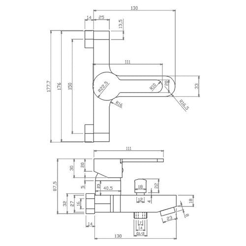 Rubinetto Miscelatore IOLE Bagno Lavabo Bidet Vasca Doccia Ottone Moderno D.X