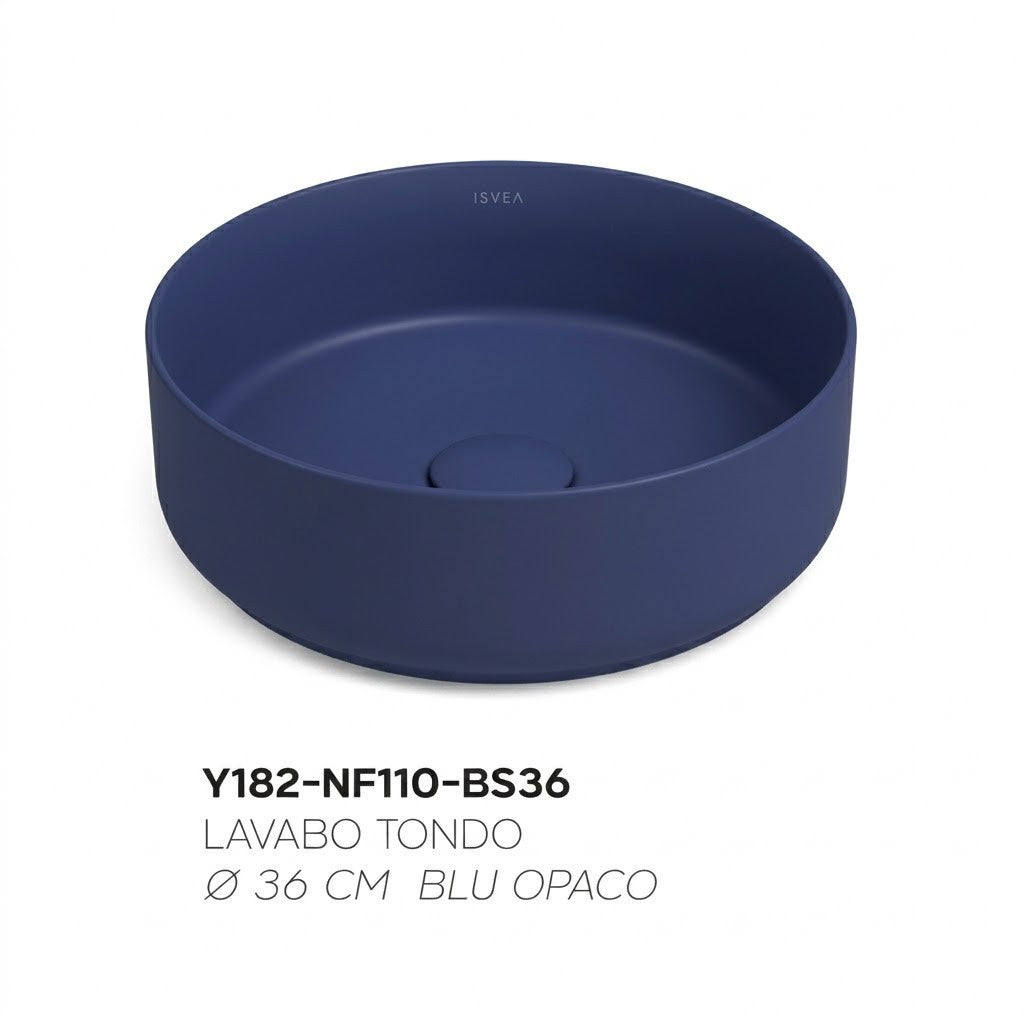 Lavabo Bagno Da Appoggio Rotondo NYMO Ø36cm Ceramica Moderno Ultra Sottile D.X