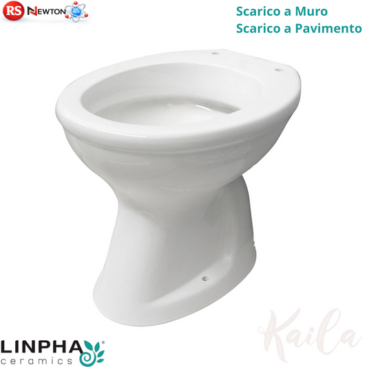 Vaso WC LINPHA Kaila Ceramica Bianco Sanitari Bagno Scarico Muro Pavimento D.X