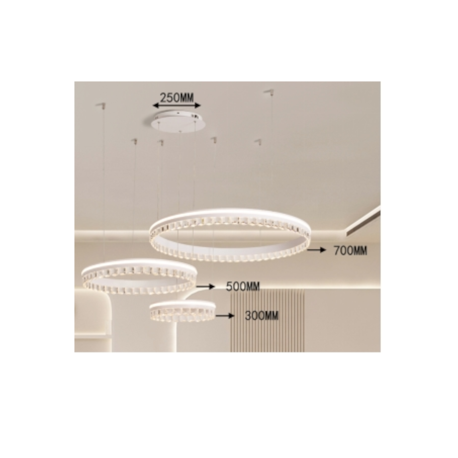 Lampadario LED Cristallo 210W Sospeso Dimmerabile Telecomando CCT 3000-6400K V.L