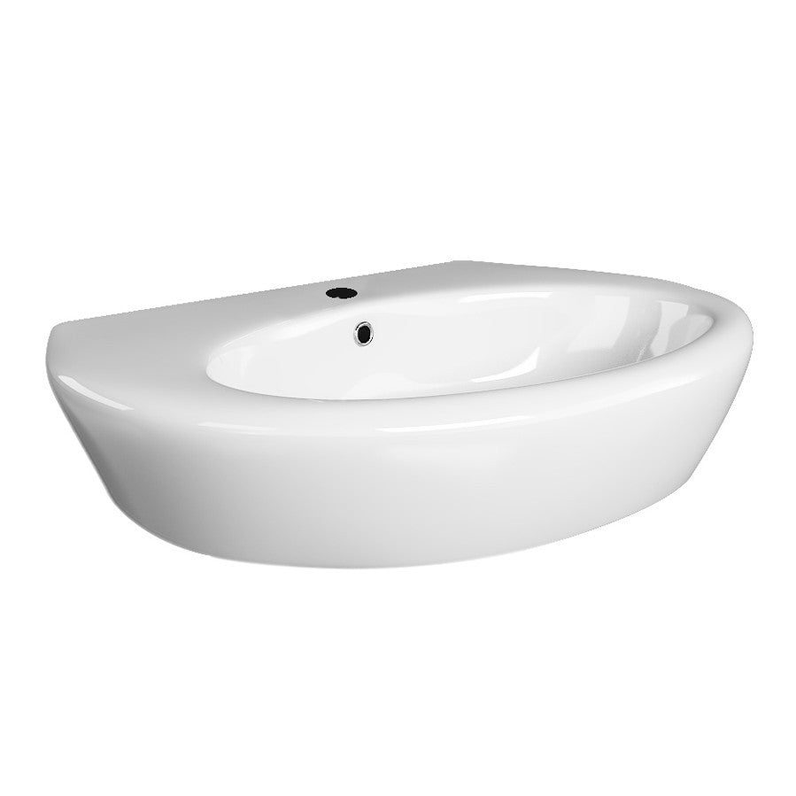 Lavabo Bagno 68cm e Semi Colonna LINPHA Lavandino Ceramica Monoforo Bianco D.X