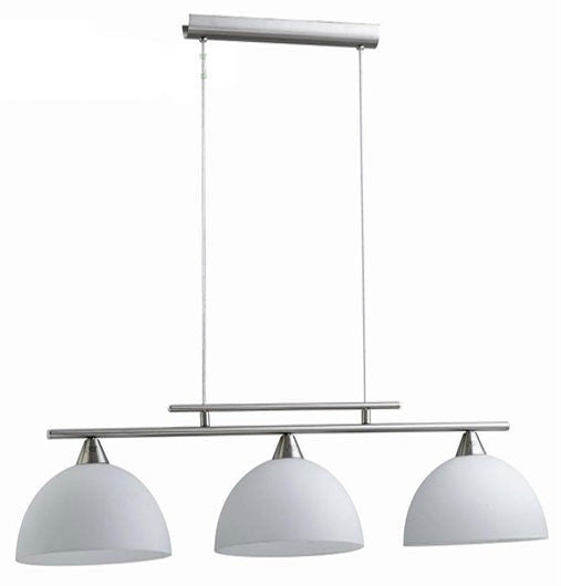 Lampadario Sospeso Vetro Metallo Moderno 3 Luci E27 Salotto Cucina Elegante V.L