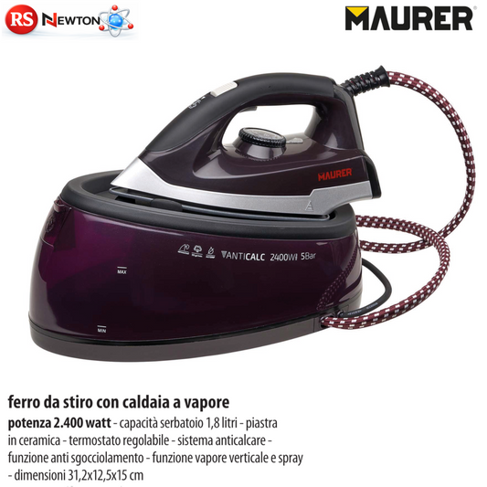 FERRO DA STIRO CON CALDAIA 2400W 5 BAR VAPORE CONTINUO PIASTRA ANTICALCARE VBS