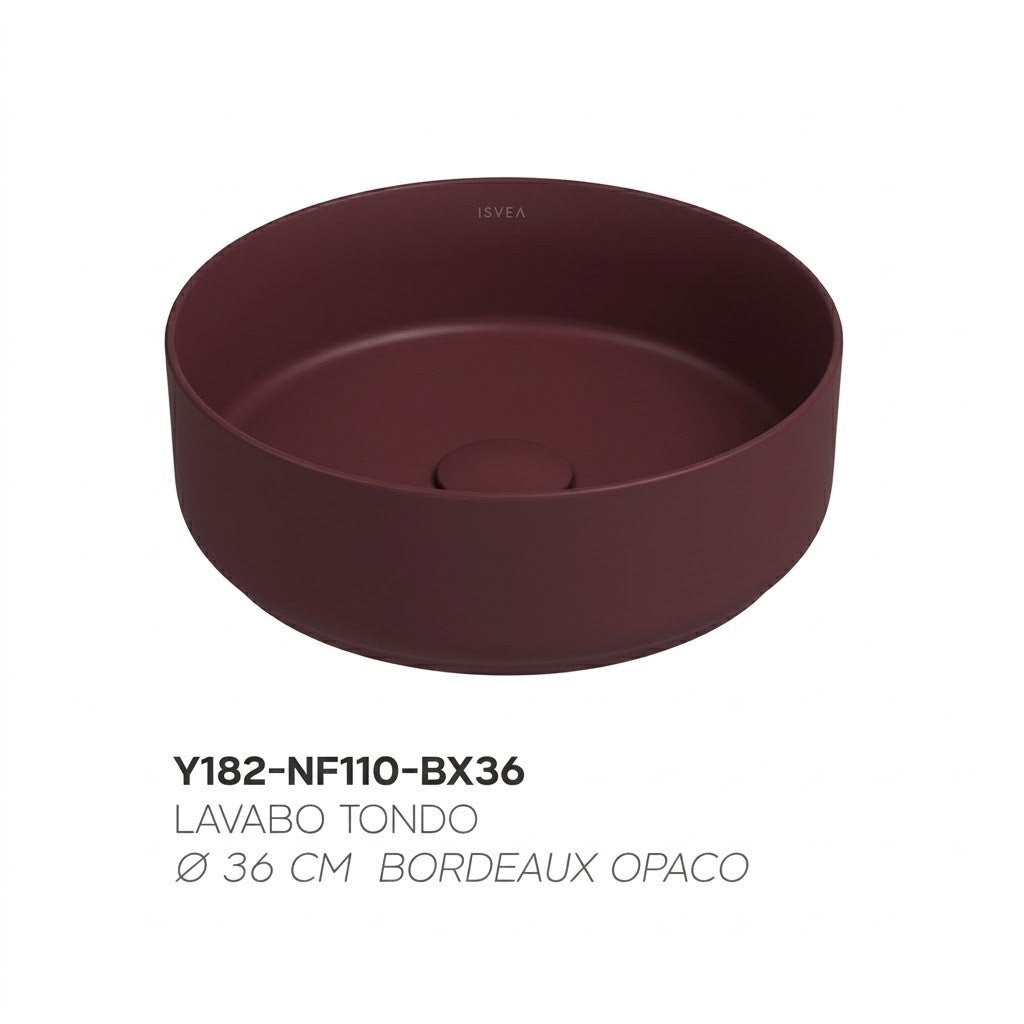 Lavabo Bagno Da Appoggio Rotondo NYMO Ø36cm Ceramica Moderno Ultra Sottile D.X