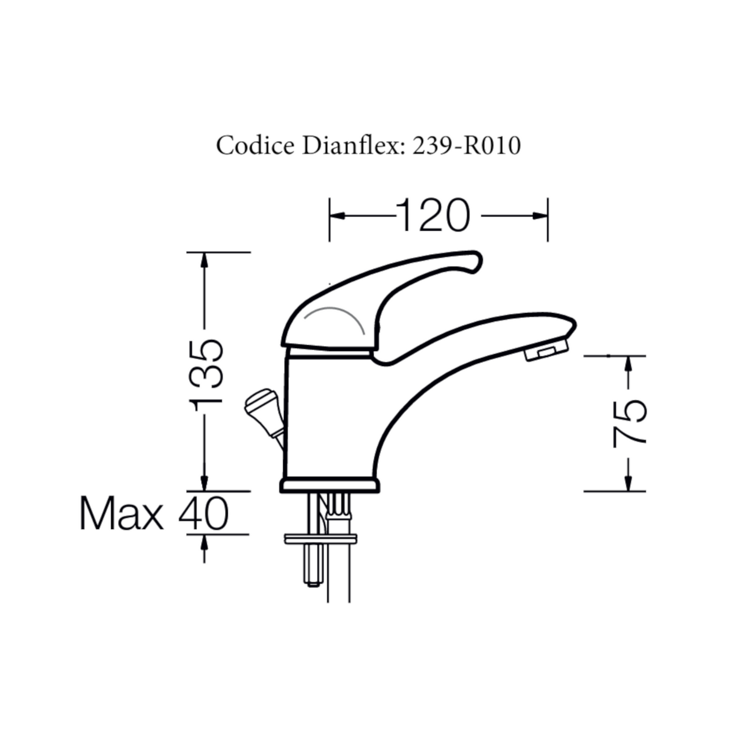 Miscelatore Rubinetto Bagno Lavabo Bidet Vasca Bianco Opaco MARZIA Elegante D.X