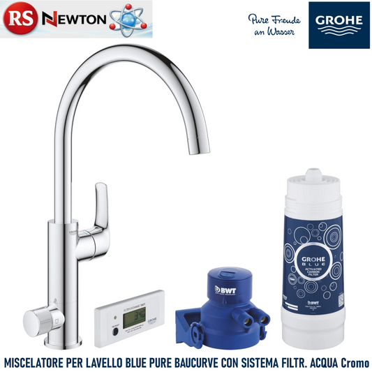 Rubinetto Miscelatore Per Lavello Cucina GROHE PURE Con Sistema Filtro Acqua D.X