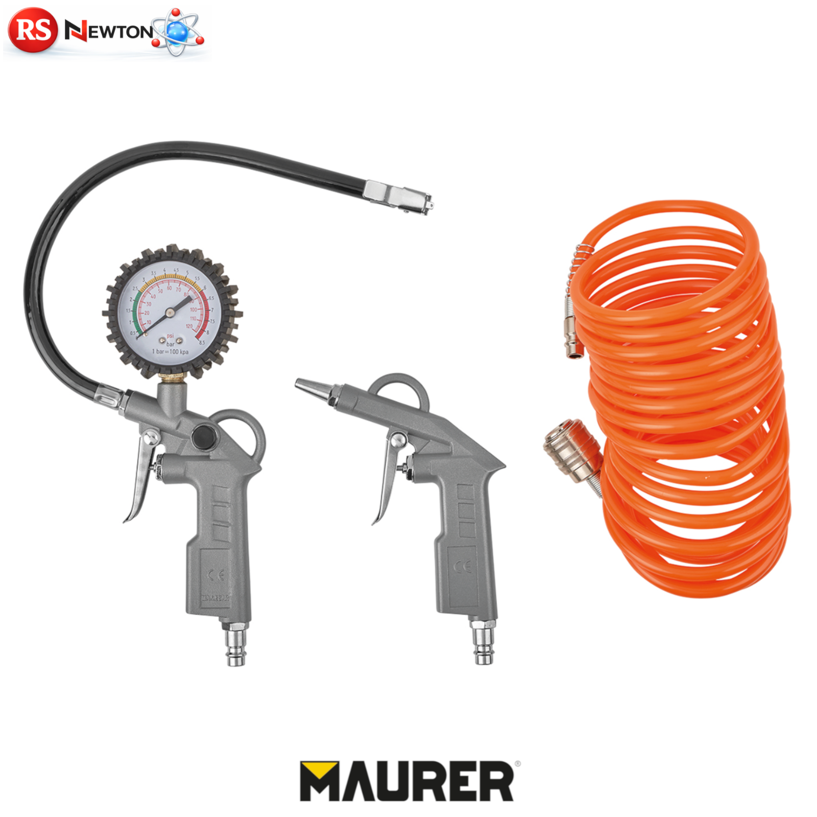 Kit Set Accessori per Compressore Aria Compressa 3pz Tubo Pistola Gonfiaggio VBS