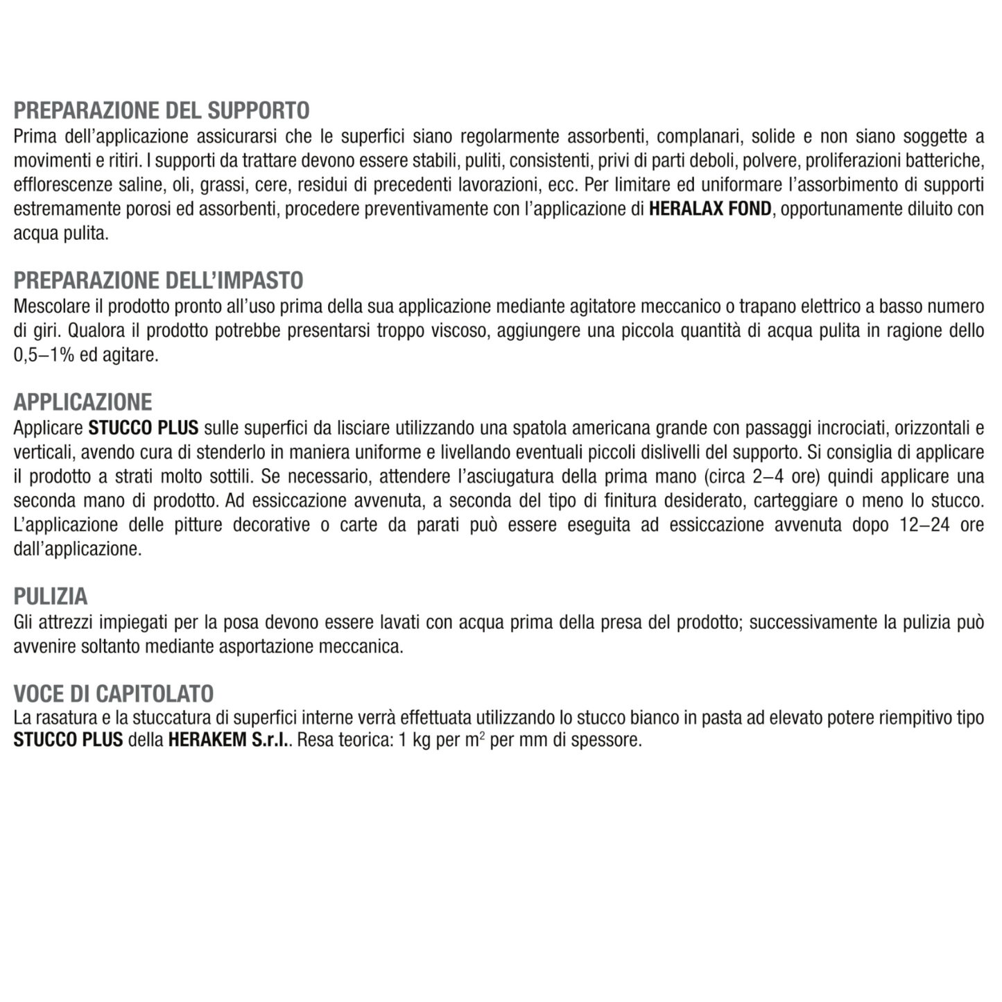 Stucco Pronto Uso in Pasta Bianco HERAKEM 5 Kg Rasante Muro Cartongesso Interni