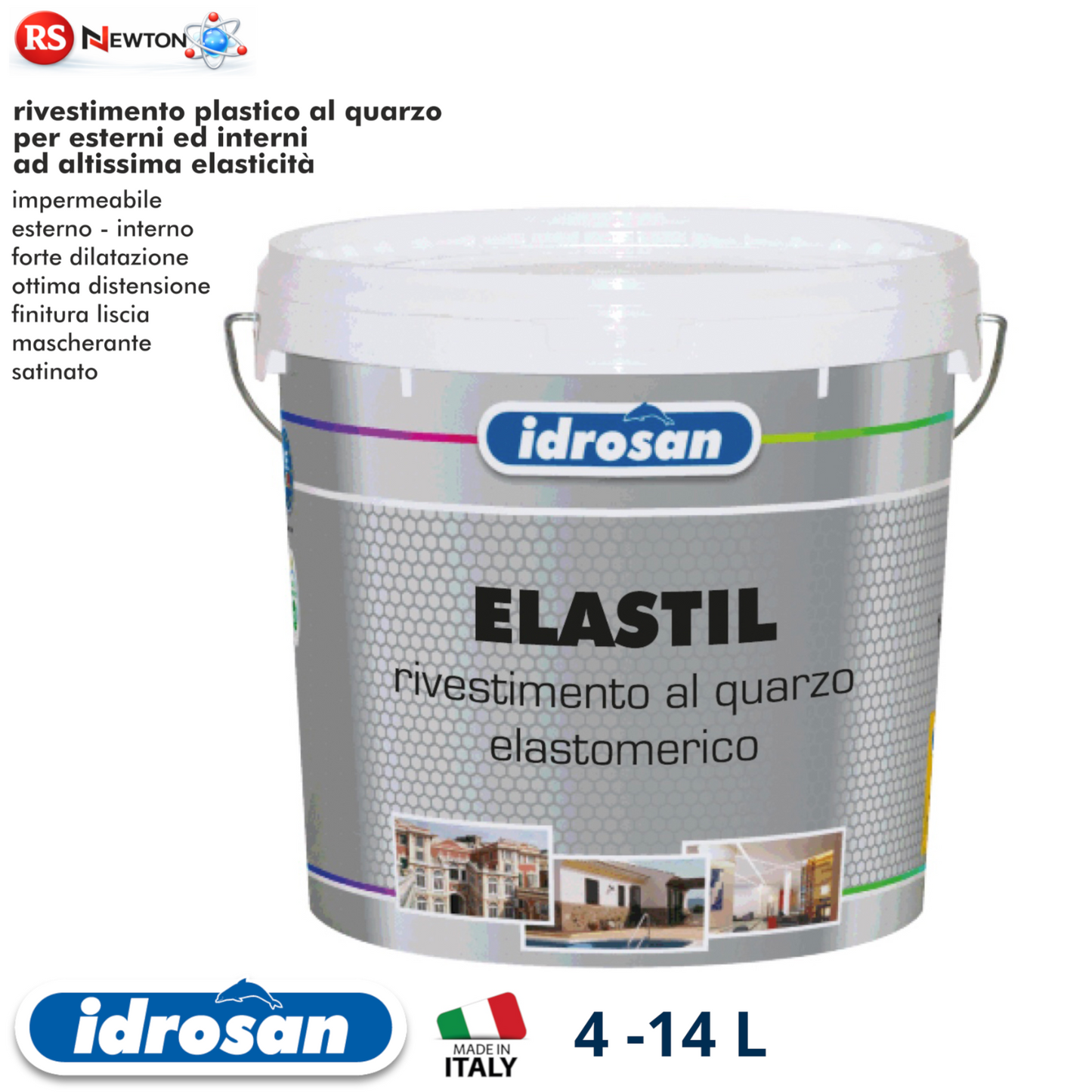 Rivestimento Elastomerico Quarzo Bianco ELASTIL Pittura Anticrepe Facciate I.D