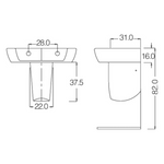 Lavabo Bagno 68cm e Semi Colonna LINPHA Lavandino Ceramica Monoforo Bianco D.X