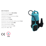 Elettropompa Sommersa Acque Chiare IKARO in Tecnopolimero IPX8 400W D.X
