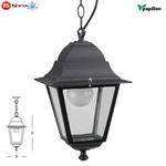 Lanterna Sospesa Esterno Vintage Lampada E27 Alluminio Nero Giardino H35 cm VBS
