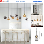 Lampadario Sospeso Sfera Vetro 25cm E27 Sospensione Moderna Globo Elegante V.L