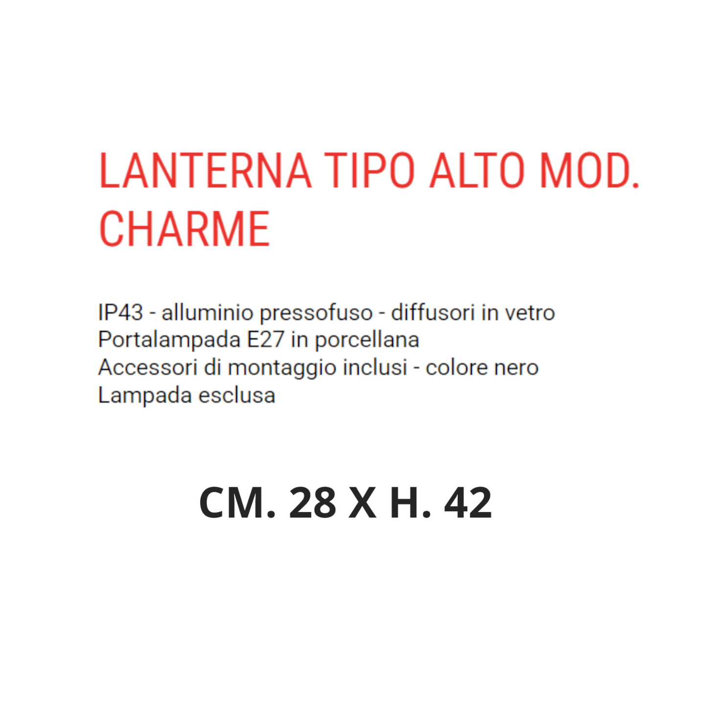 Lanterna Esterno Nera Vintage Retro E27 Lampada in Alluminio Giardino Parete VBS