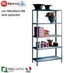 Scaffale Metallico 5 Ripiani 100x40x186 cm Rinforzato PROMETAL Scaffalature VBS