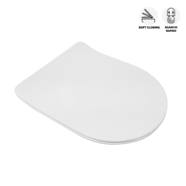 Sanitari Bagno Filo Muro LINPHA Vaso WC Bidet Sedile Soft Close Bianco Nero D.X