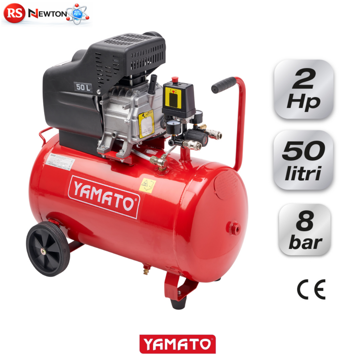 Compressore Aria 50L 2HP Carrellato Lubrificato 8 Bar Professionale Officina VBS