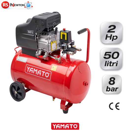 Compressore Aria 50L 2HP Carrellato Lubrificato 8 Bar Professionale Officina VBS
