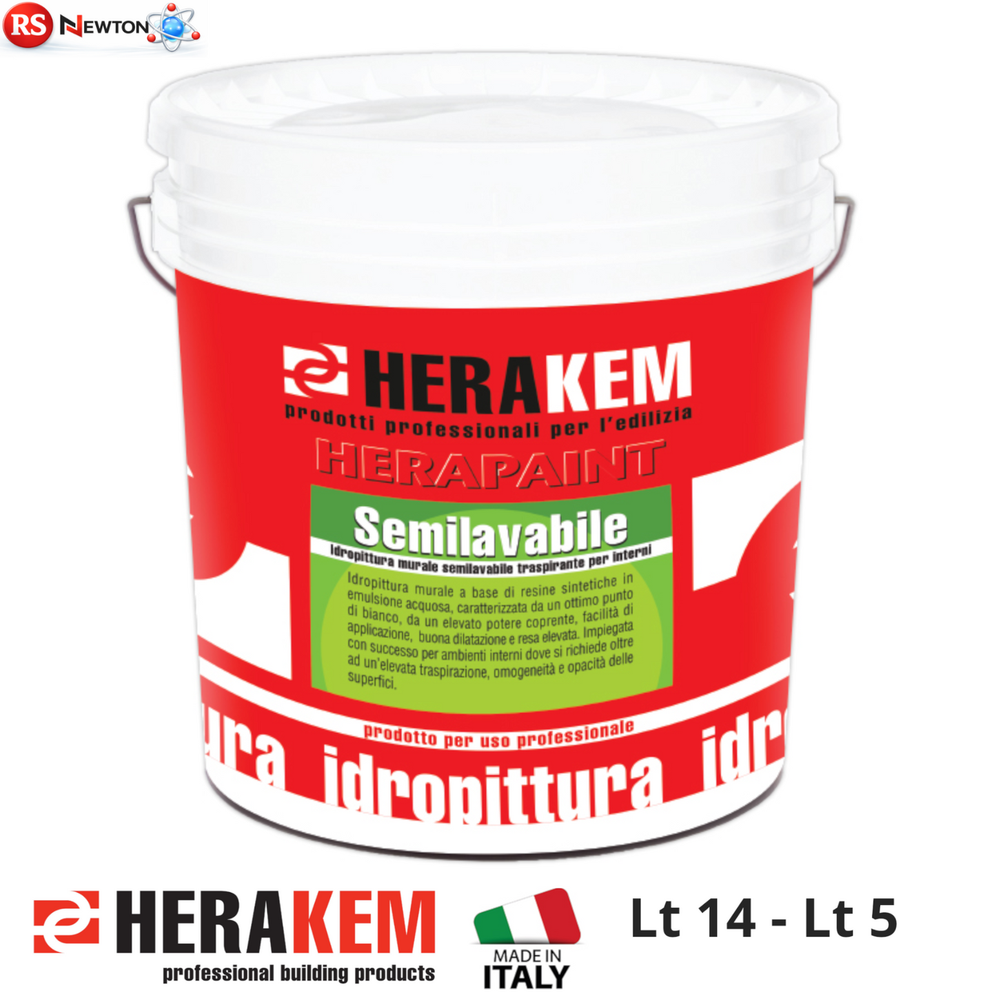 Pittura Bianca Per Interni HERAKEM Opaca SemiLavabile Traspirante Coprente 5 14L