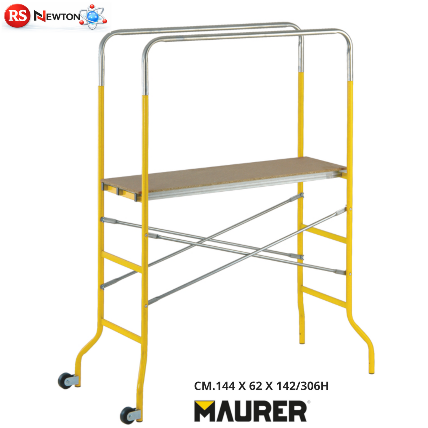 Trabattello con Ruote in Acciaio H 142-3,3 m Mini Ponteggio Pieghevole 120kg VBS