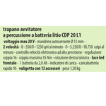 Trapano Avvitatore a Batteria Litio Con Percussione 20V 2,0Ah Carica Rapida VBS