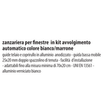 Zanzariera Per Finestra a Serranda Automatico in Alluminio Bianco Marrone VBS