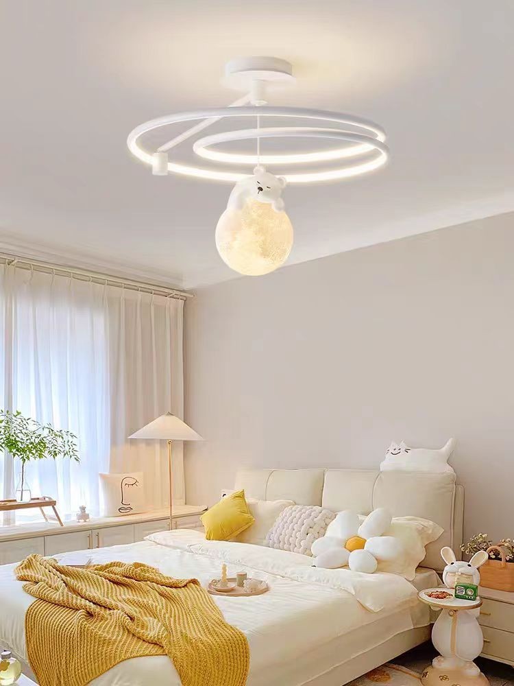 Plafoniera LED LUNA ORSO 50cm Bianca Dimmerabile 60W Cameratta Bambina V.L