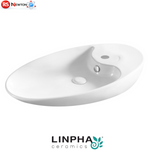 Lavabo da Appoggio 73,5x39cm LINPHA in Ceramica Bagno Moderno Elegante Blanc D.X