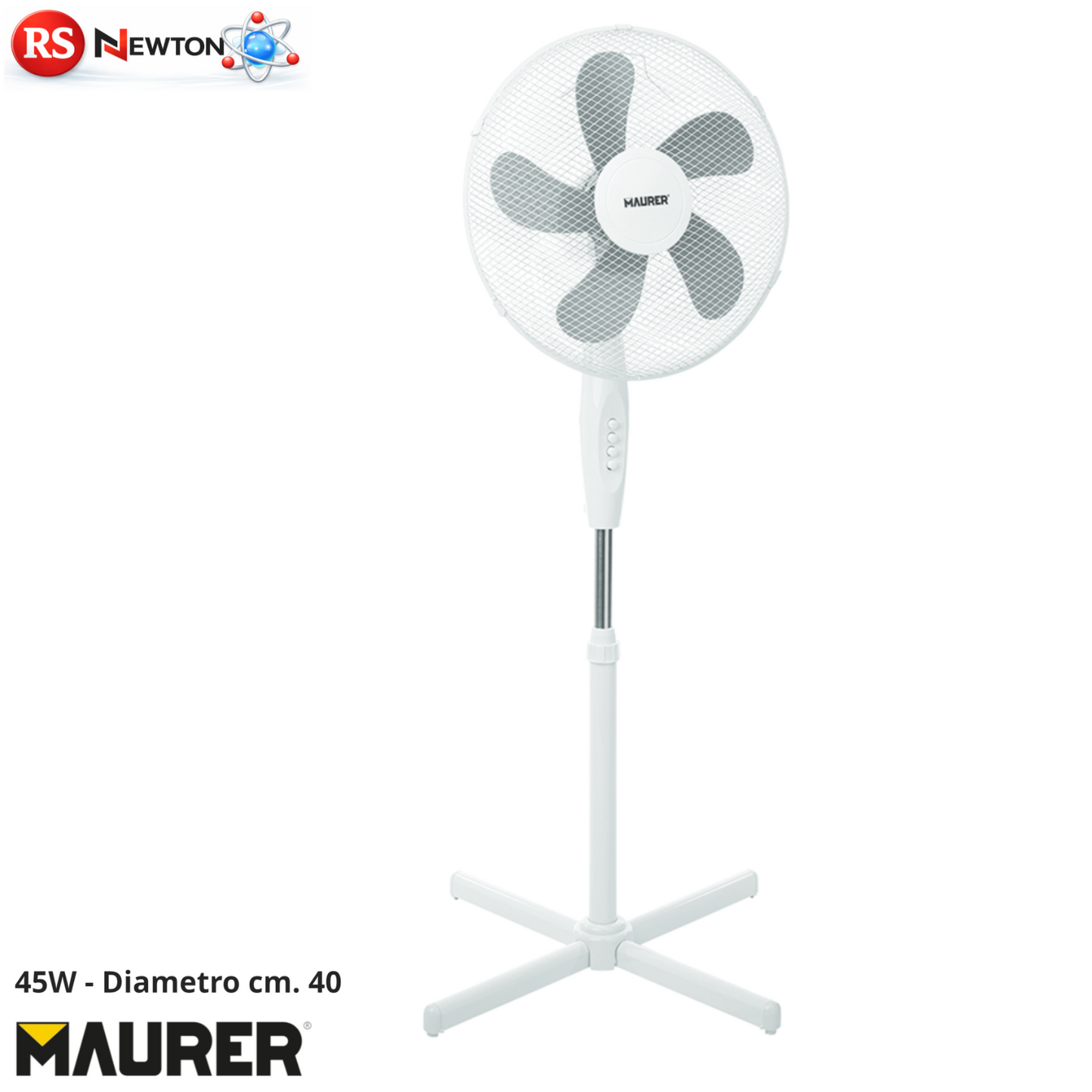 VENTILATORE PIANTANA 40CM 50W 5 PALE OSCILLANTE SILENZIOSO 3 VELOCITA CASA VBS