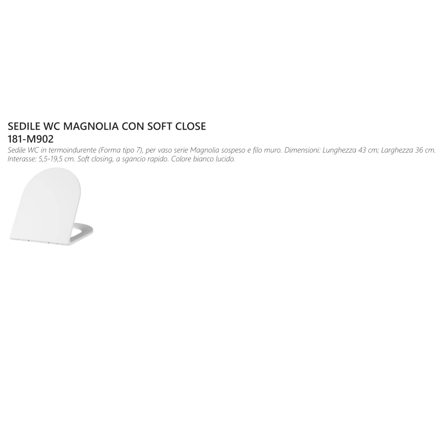 Sanitari Filo Muro LINPHA MAGNOLIA Rimless Vaso WC Bagno Bidet Copri Water D.X