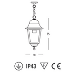 Lanterna Sospesa Esterno Vintage Lampada E27 Alluminio Nero Giardino H35 cm VBS