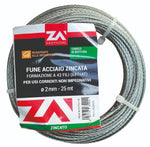 Fune Acciaio ZINCATO Cavo Corda Filo 25 Metri Ø 2 3 4 5 6 mm a 42 Fili VBS